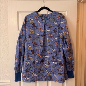 Blue Animal Print Scrub Top